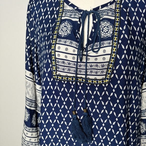 Papillon blue white print mini tunic dress Small - Picture 6 of 9